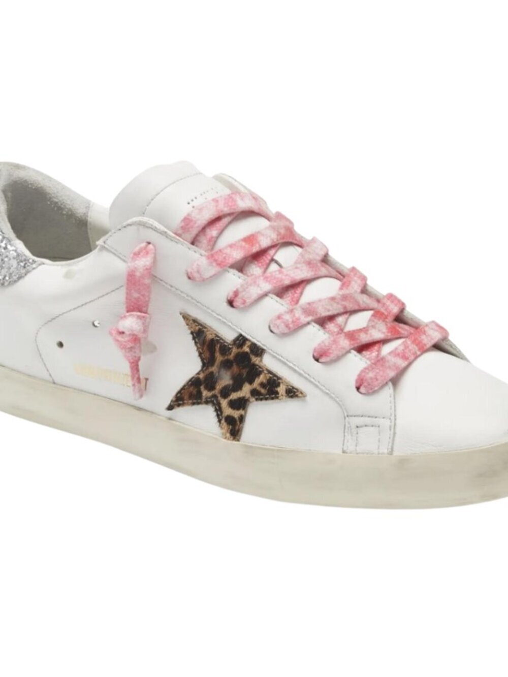 Golden Goose Super-Star Low Top Sneakers Women's IT 40 US 10 White Leopard NWOB